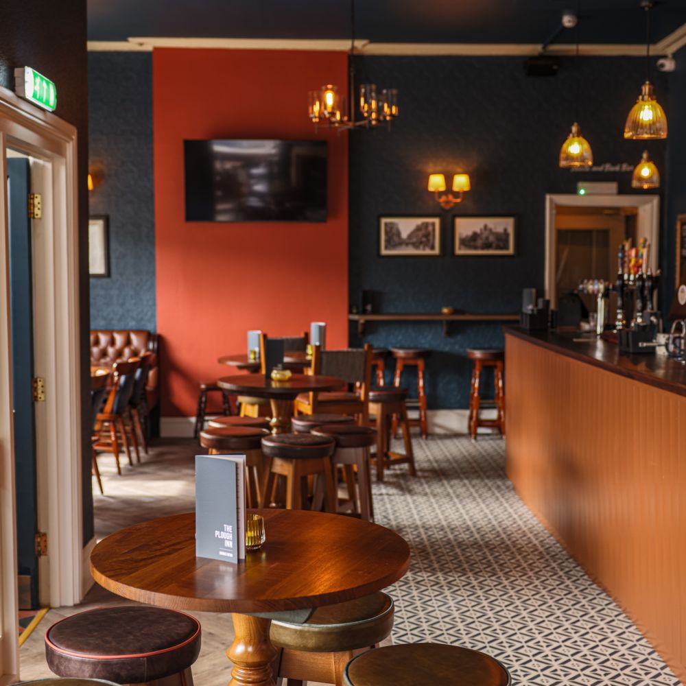 The brand new refurbished bar and dining area at The Plough Inn Wollaston 