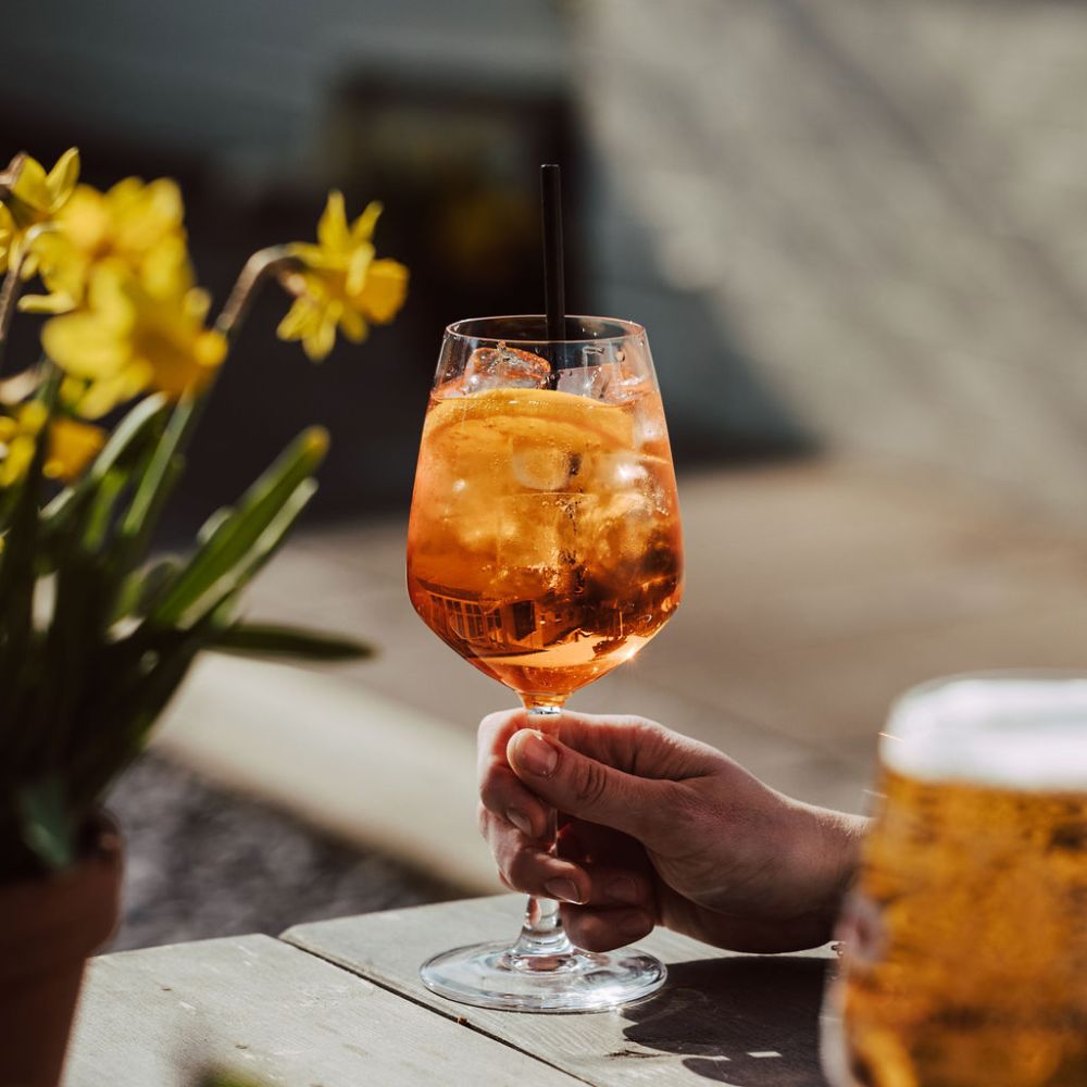 The Plough Inn Wollaston's newly refurbished beer garden.